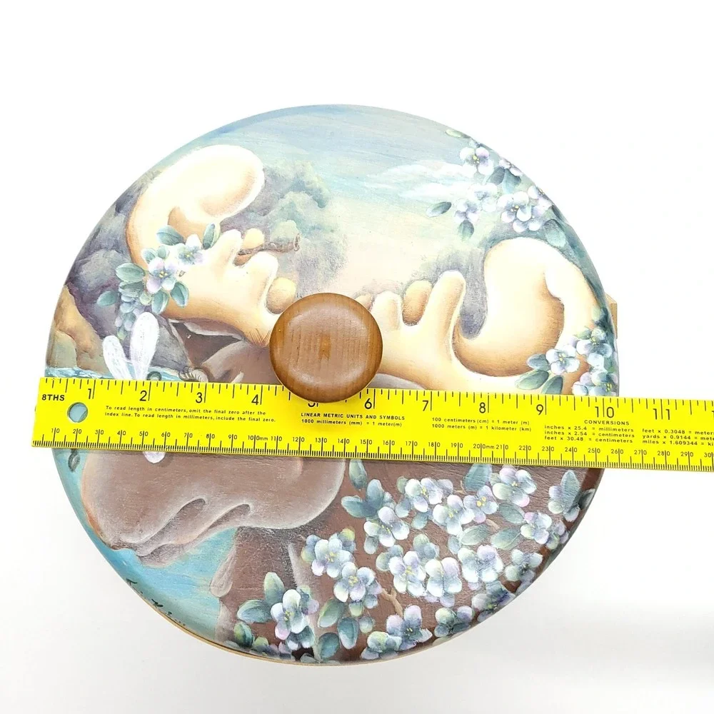 Pesky Bear Basket Wood Lid‎ Moose Dragonfly Hand-Painted Toni Keskey Handmade